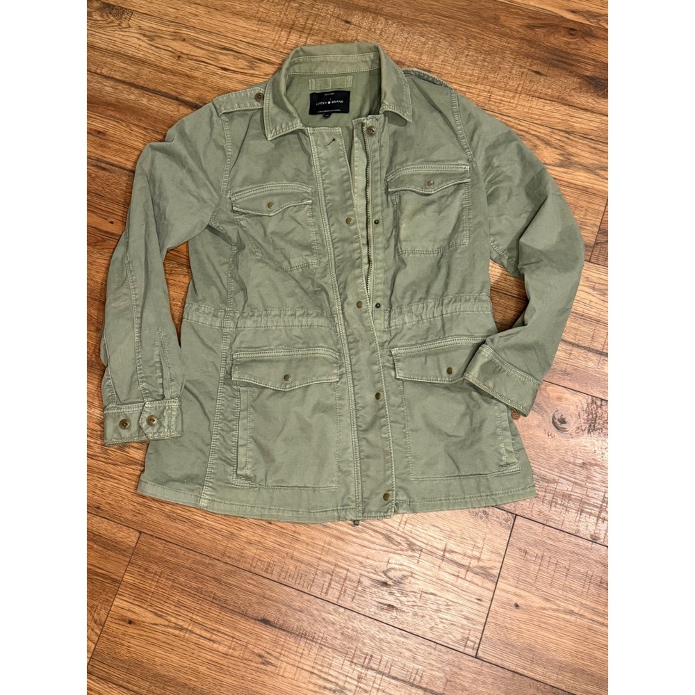 Lucky Brand Womens Green Utility Field Jacket Military Cargo Coat Medium